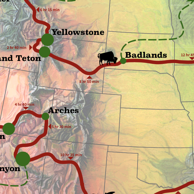 national parks route map